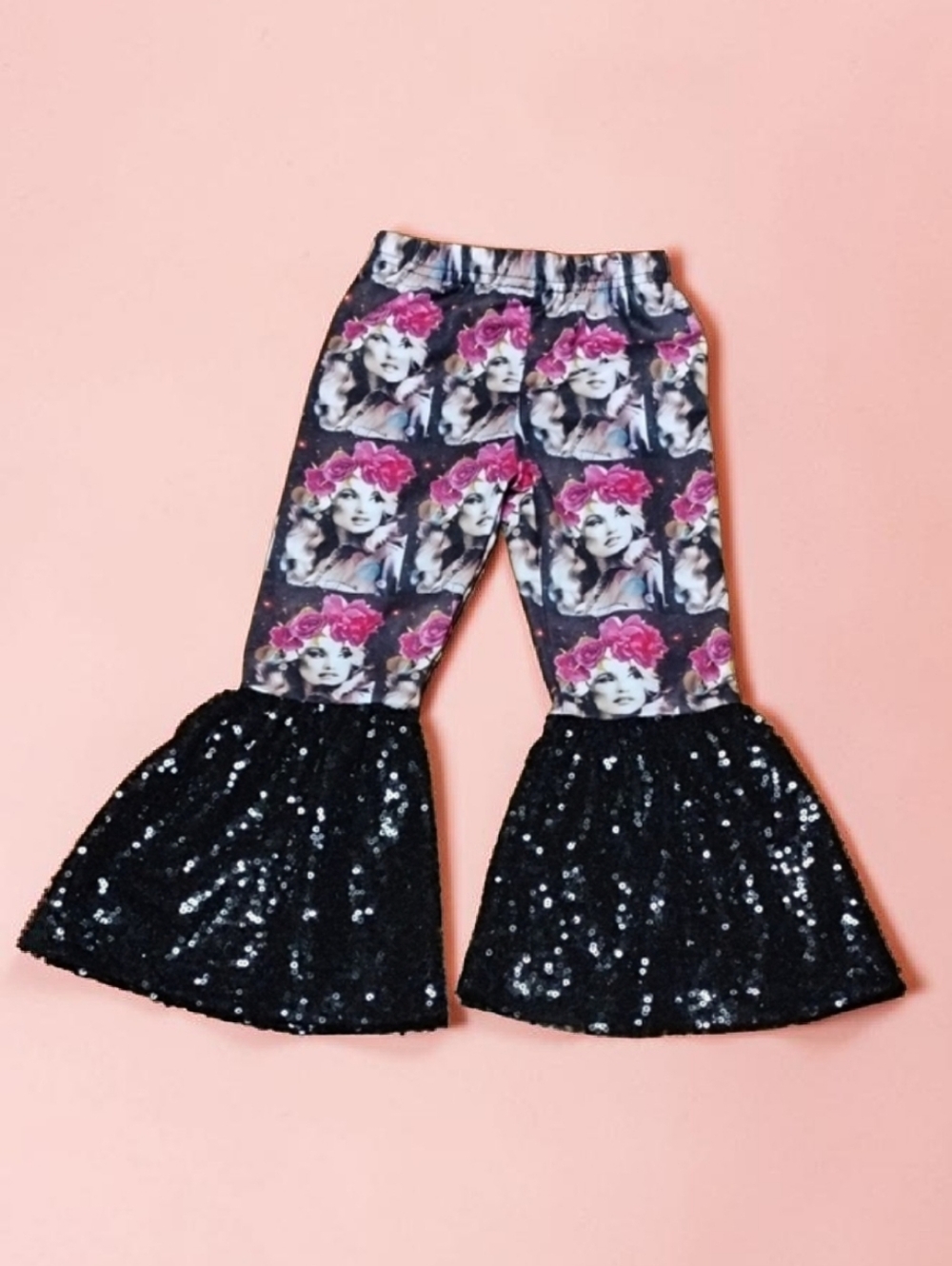 Floral Dolly Print Bell Bottom Pants